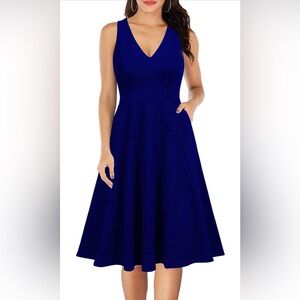 Sleeveless v-neck dress (royal blue)
